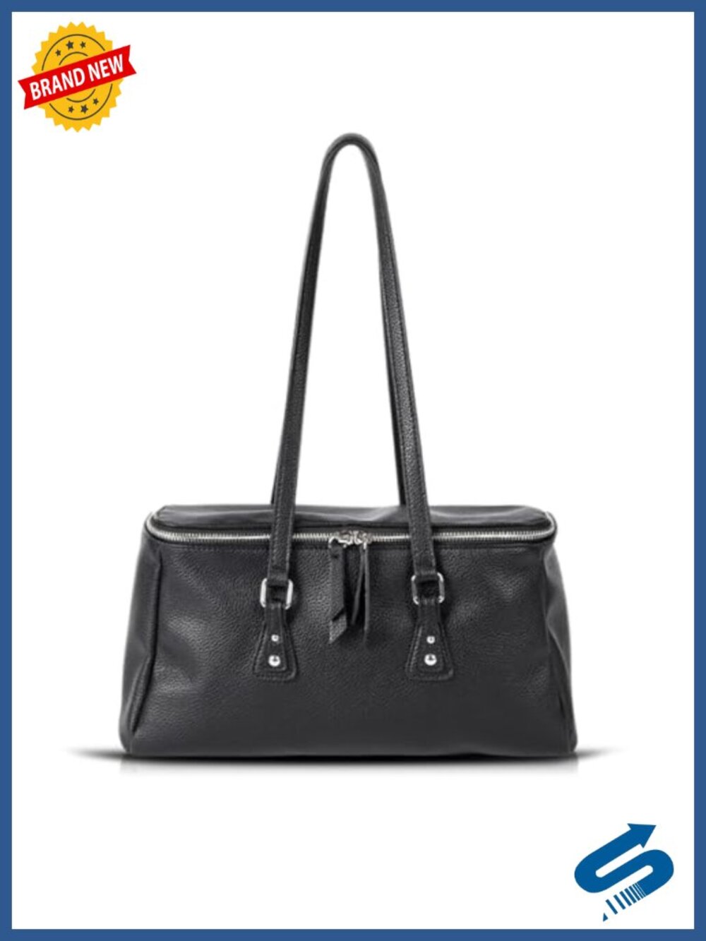 Leather Tote Bag with Detachable Chain Strap, Handbag for Work Travel